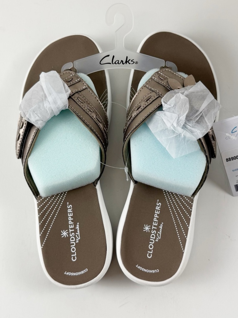 Cloudsteppers Clarks Breeze Opal H Flip-Flops Womens 8M Pewter Sandals NWT